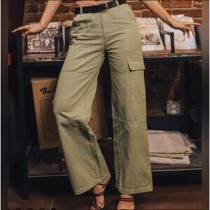 NWT Bohme Cargo Pants Womens S Olive Green Utility Wide Leg $69 MSRP